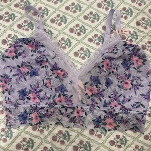 Victoria's Secret Floral Lace Bralette - Lavender and Pink xl NWT